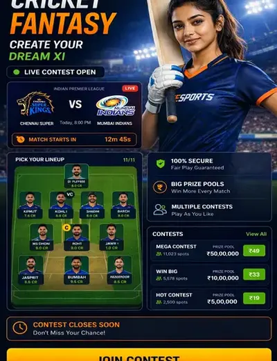 Come (come bet) fantasy cricket & matchday visual 3